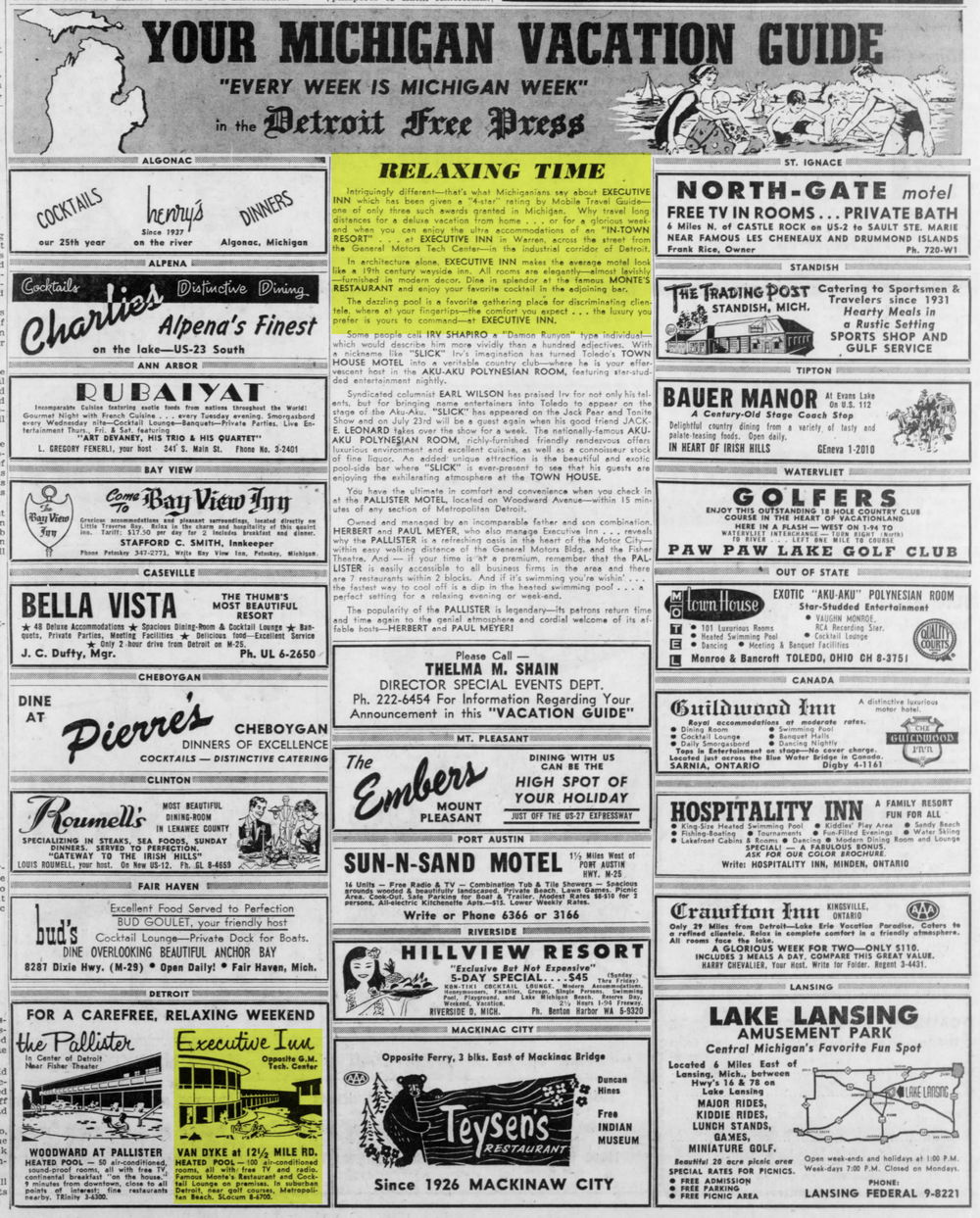 Executive Inn Motel - 1962 Vacation Guide